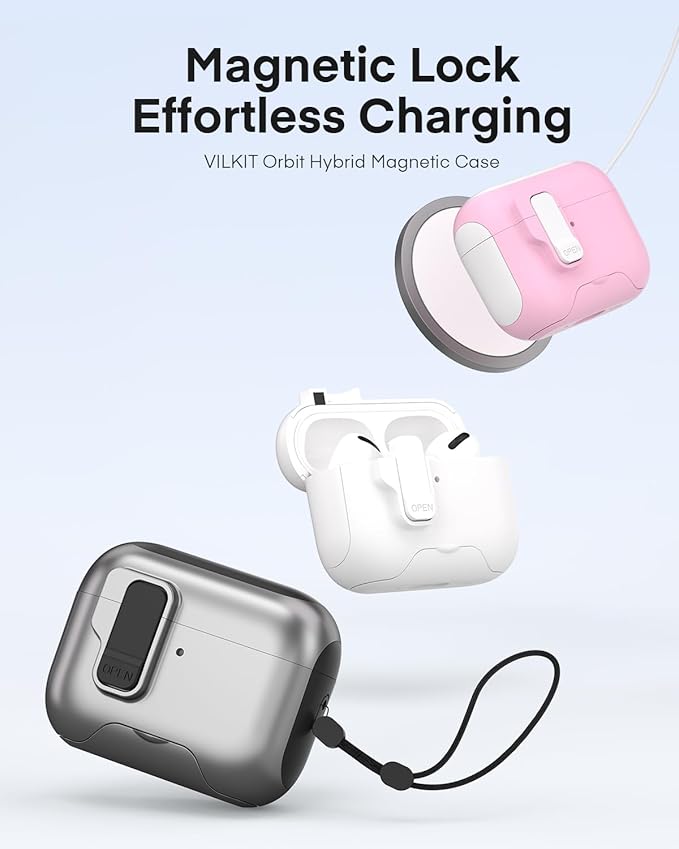 Maxjoy for AirPods Pro 3 Protective Case with Cleaning Kit, Military Hard Case with Lock Shock-Absorbing, Grey