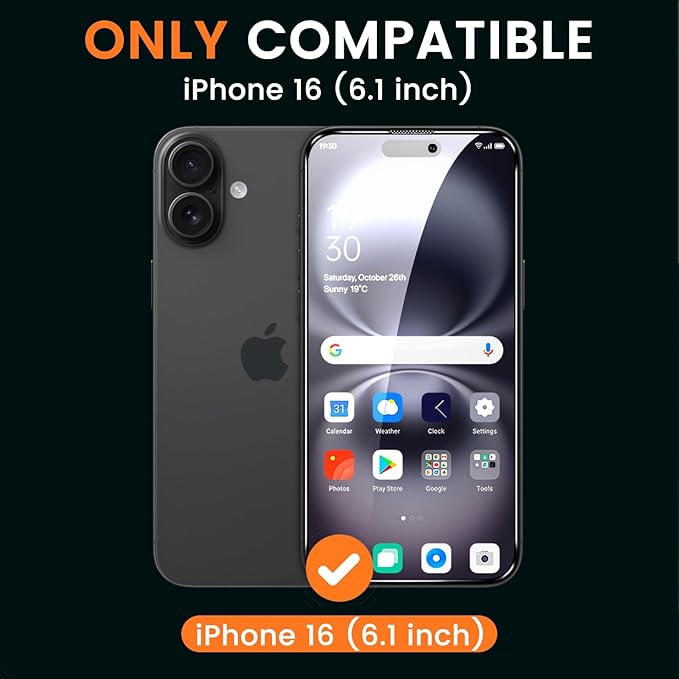 BNCHI 3 Pack for iPhone 16 Privacy Screen Protector + 3 Pack Camera Lens Protector, Shatterproof Premium Tempered Glass, Auto-Dust Removal, 28°Anti Spy, 9H Full Coverage Tempered Glass Film