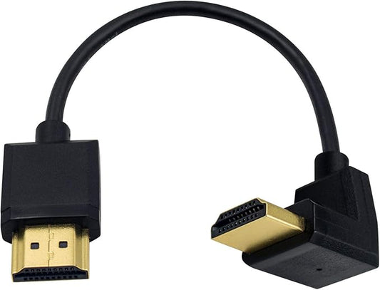 Duttek 4K 90 Degree HDMI Cable 6 Inch/15cm, Extremely Thin UP Angled HDMI Male to Male Cable for 3D and 4K Ultra HD TV Stick HDMI 2.0 Cord