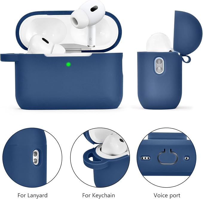Case for Airpods Pro 1st 2nd Generation - VISOOM Airpods Pro 1/2 Cases Cover Women Silicone iPod Pro 2 Earbuds Wireless Charging Case Girl Bling Keychain for Apple Airpod Gen Pro 2