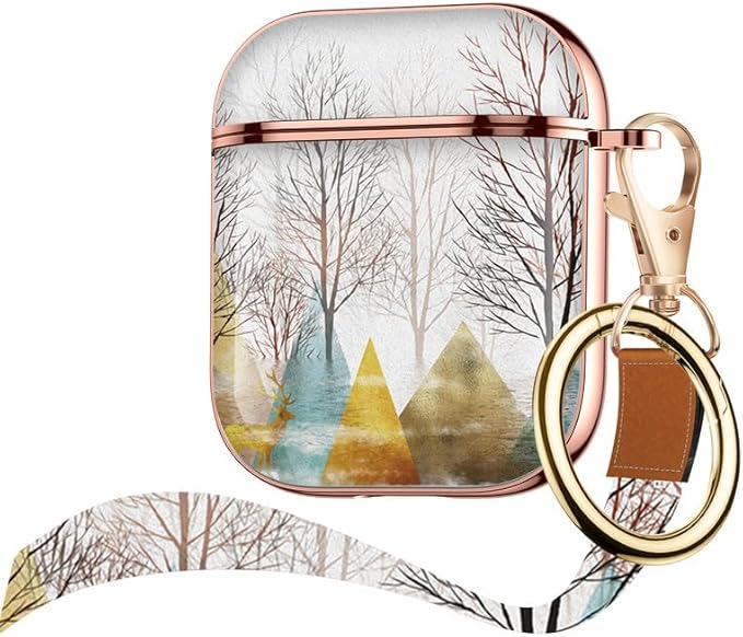 Maxjoy for AirPods 2nd Generation Case, Unique Design Hard Protective Shockproof Airpods Case Cover with Keychain Compatible with Apple AirPods 1st/2nd Charging Case, Sea Tree Lanyard