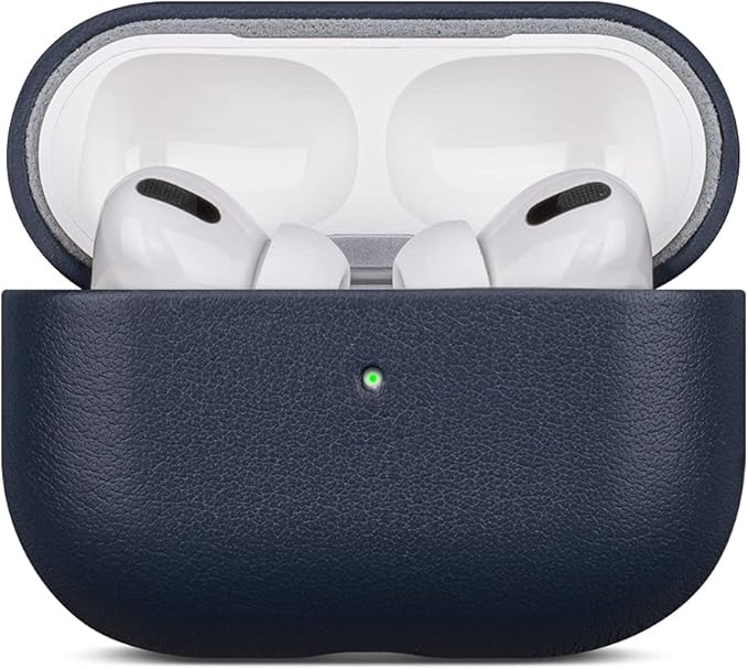Compatible with AirPods Pro 2nd Generation Leather Case, Lopie Handmade AirPods Pro 2 Leather Case Cover, Protective Case Fully-Wrapped with Top Grain Leather (Not for AirPods Pro 1st Gen) - Blue