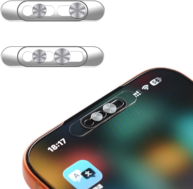 Front Camera Privacy Cover, Transparent Material & Perfect Phone Fit, Compatible with iPhone 17/16/15/14 Pro Max/Pro, Face Recognition On/Off, Adhesive Lens Protector,2 Pack