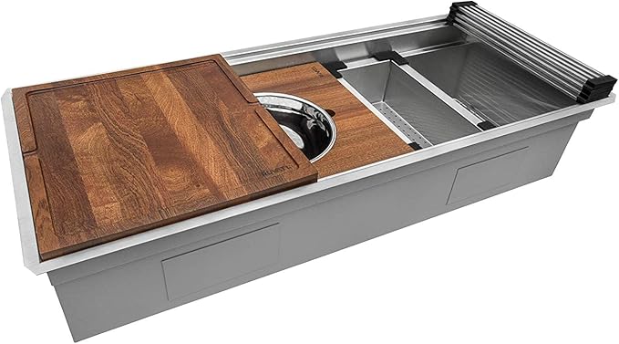 Ruvati 45-inch Workstation Two-Tiered Ledge Kitchen Sink Undermount 16 Gauge Stainless Steel - RVH6333ST