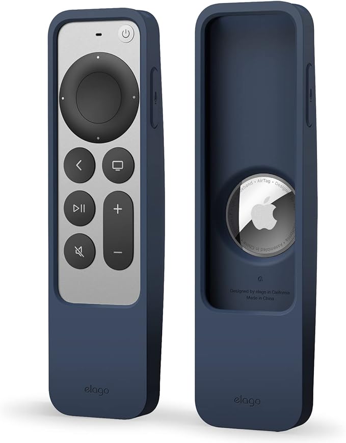 elago R5 Locator Case Compatible with 2022 Apple TV 4K Siri Remote 3rd Gen, 2021 2nd Gen and AirTag - Lanyard Included [Jean Indigo]