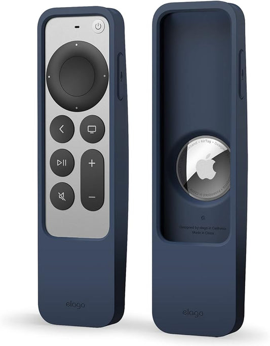 elago R5 Locator Case Compatible with 2022 Apple TV 4K Siri Remote 3rd Gen, 2021 2nd Gen and AirTag - Lanyard Included [Jean Indigo]