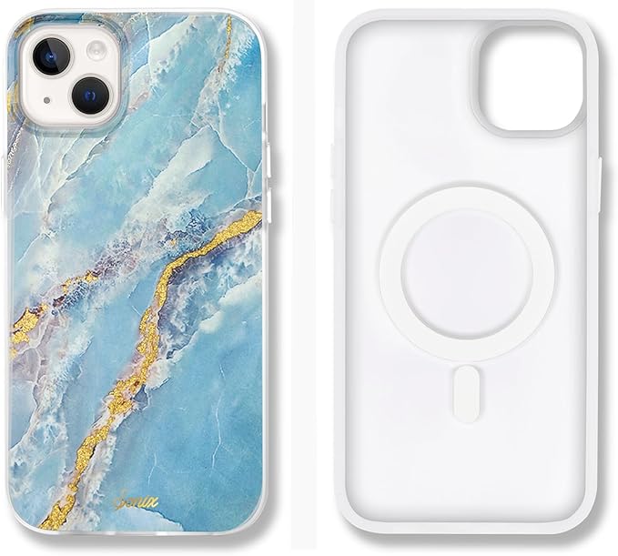 Sonix Case for iPhone 15 Plus, iPhone 14 Plus | Compatible with MagSafe | 10ft Drop Tested | Ice Blue Marble