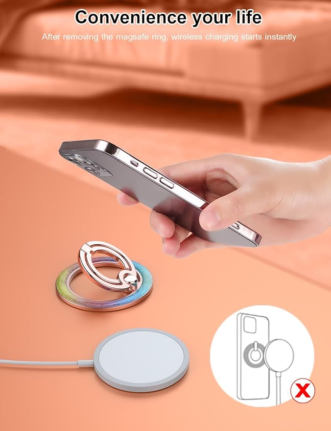 Mindsky Magnetic Phone Ring Holder,Glitter Fashion Color magsafe Ring Holder,Phone Ring Holder Grip for iPhone 17/16 /15/14/13/ 12series/Android (LargeSmall Ring)