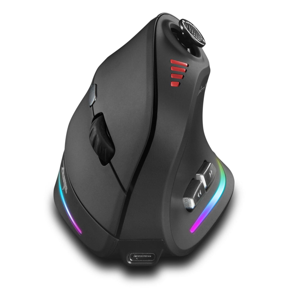 TKMARS Wireless Ergonomic Vertical Gaming Mouse with Joystick, Bluetooth & 2.4G, 12 Programmable Buttons, Adjustable 24000 DPI, Rechargeable RGB Computer Mouse for PC, MacBook & Laptops - Image 1