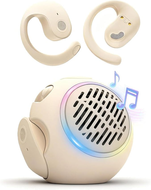 Open Ear Headphones Over the Ear Earbuds Wireless for Kids, Waterproof Small Mini Portable Bluetooth Speaker with Earbuds, OWS Hanging Earphones Air Bone Conduction Headphones 5.4 Bluetooth Headset