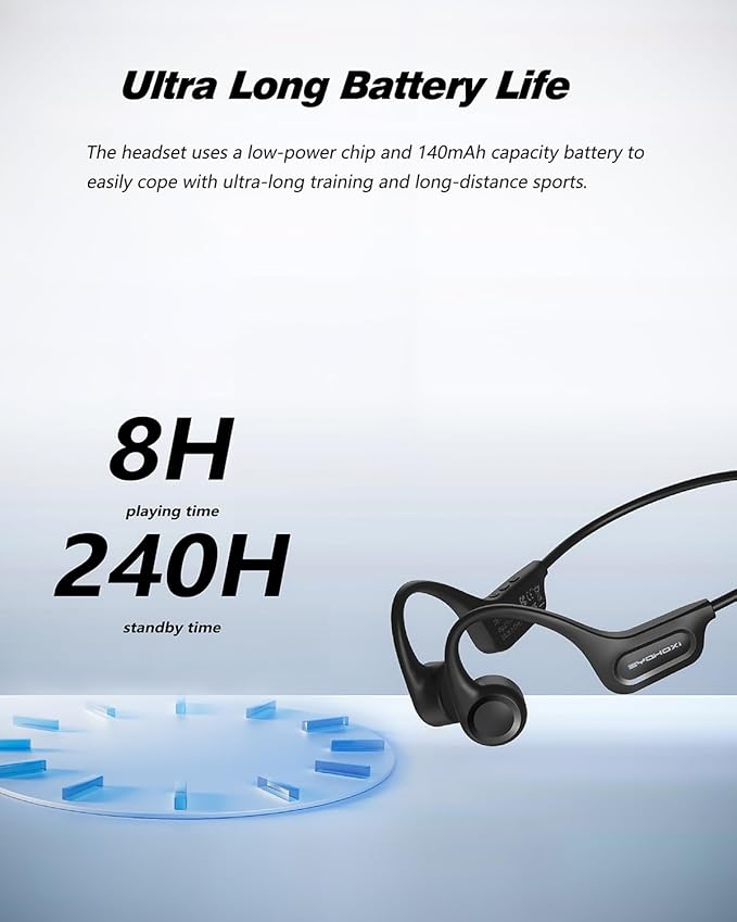Ultra-Comfortable Open-Ear sport Headphones for Running,Cycling,Gym,8Hr Premium Sound,Bluetooth5.3,IP56 Sweatproof Bone Conduction Tech,Secure Ergonomic Fit & Clear Calls,Wireless Workout Earphones