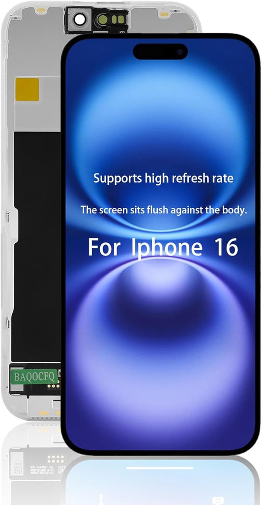 for iPhone 16 Screen Replacement, 6.1 inch 3D Touch FHD LCD Display Full Repair Kit with Digitizer Assembly, Tool Set, Tempered Glass & Waterproof Adhesive