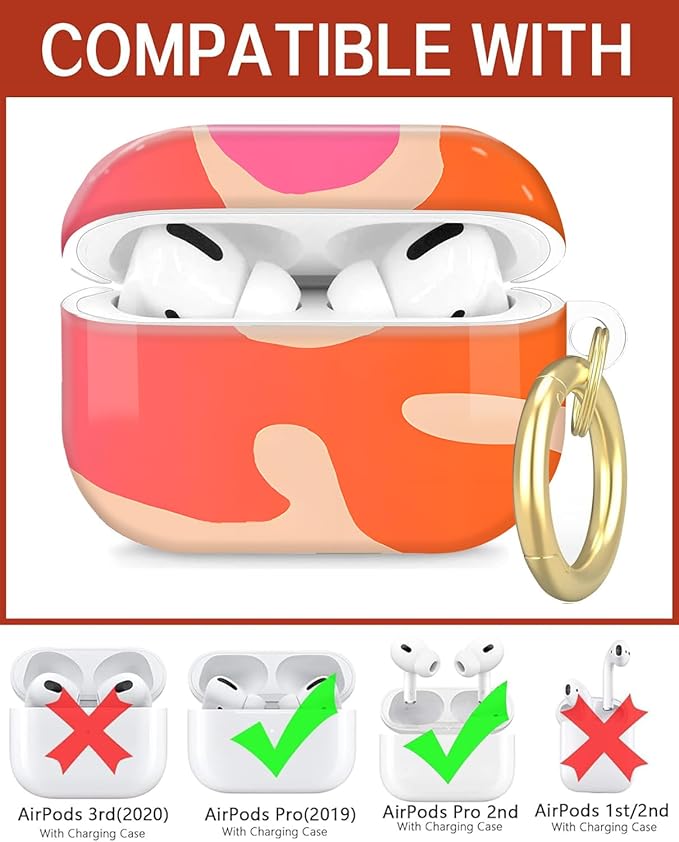 Compatible with Airpod Pro 2nd/1st Generation,Full Protection Cover for Women,Accessories Hard Case Portable & Shockproof for Airpod Pro 2nd Charging Case 2023/2022/2019(Psychedelic Waves)