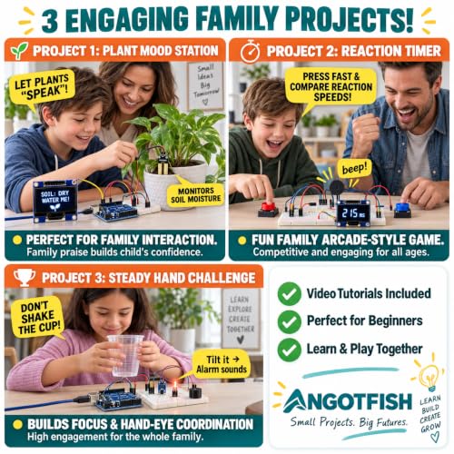 ANGOTFISH Arduino-Compatible Starter Kit for Beginners with OLED & Videos
