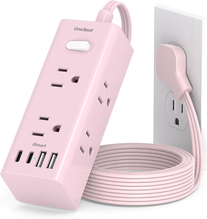 One Beat 5Ft Extension Cord with Multiple Outlets,Flat Plug Power Strip