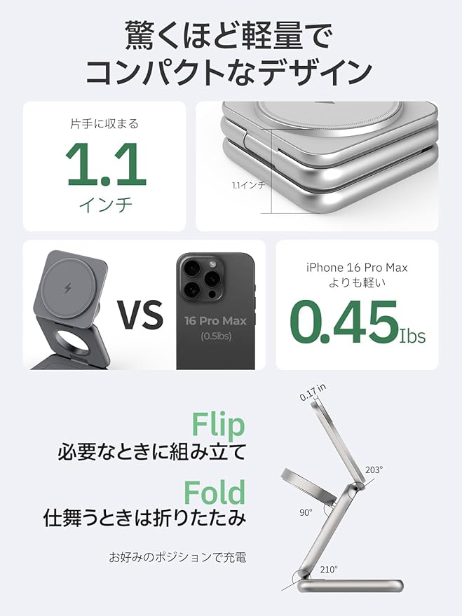 REDBEAN 3in1 Qi2 Wireless Charging Station, Mag-Safe Charger Stand Compatible with iPhone, Apple Watch & AirPods, 25W Foldable Fast Charging Dock, Aluminum Alloy for Multiple Devices, SpaceGray