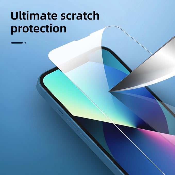 NEW'C 3x for iPhone 13 Screen Protector (6.1 inches)+ 3x Camera Lens Protector, Sensor Protection + Dust Plug - Case Friendly Tempered Glass Film, Ultra Resistant