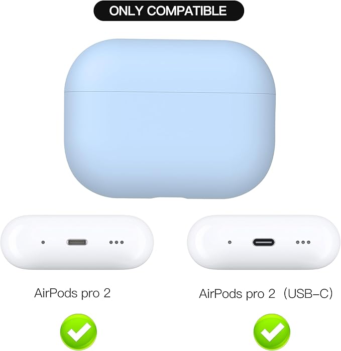 Liquid Silicone Case for AirPods Pro 2(USB-C/Lightning Cable), Triple Layer Hybrid Protective Hard Case Shockproof Cover Compatible with AirPods Pro 2nd Generation (Sky Blue)