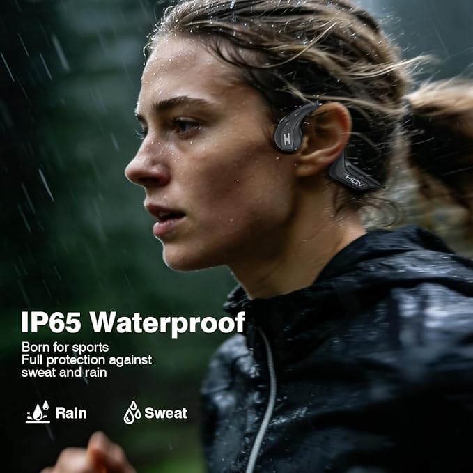 2026 New Bone Conduction Headphones Bluetooth Wireless, Bluetooth 6.0 Open Ear Headset, IP65 Waterproof & 10H Playtime, Lightweight Material, Sports Earbuds for Running, Cycling, Gym Workouts(Black)