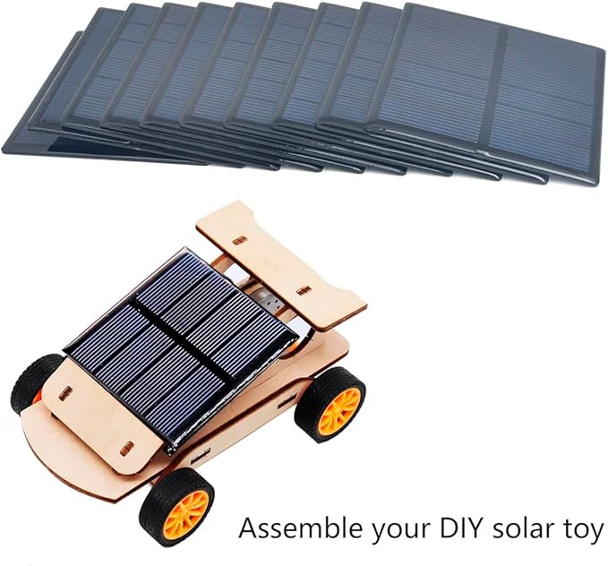 Ailejia 10pcs Mini High Efficiency Polycrystalline Solar Panel 3V 125mA 52mm x 52mm/2" x 2" for DIY Solar Light Phone Charger Flashlight