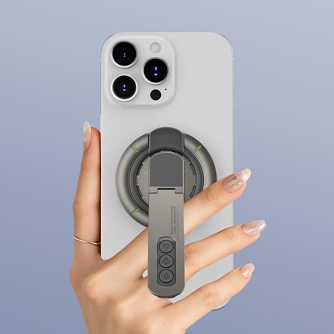 Magnetic Phone Grip Removable,Double-Sided Magnet iPhone Holder,Adjustable 360° Rotation Phone Kickstand Innovative Pressure-Relief Cellphone Stand with Ring Compatible for All Phones