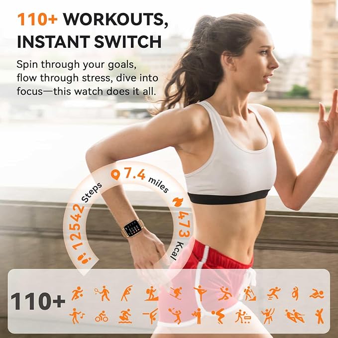 Smart Watch for Women(3 Bands), Smartwatch Fitness Tracker with Bluetooth Calls & AI Voice Control, 1.85’’ HD Screen, Heart Rate/SpO2 Monitor, Sleep Tracker, Compatible with Android iOS (Gold)