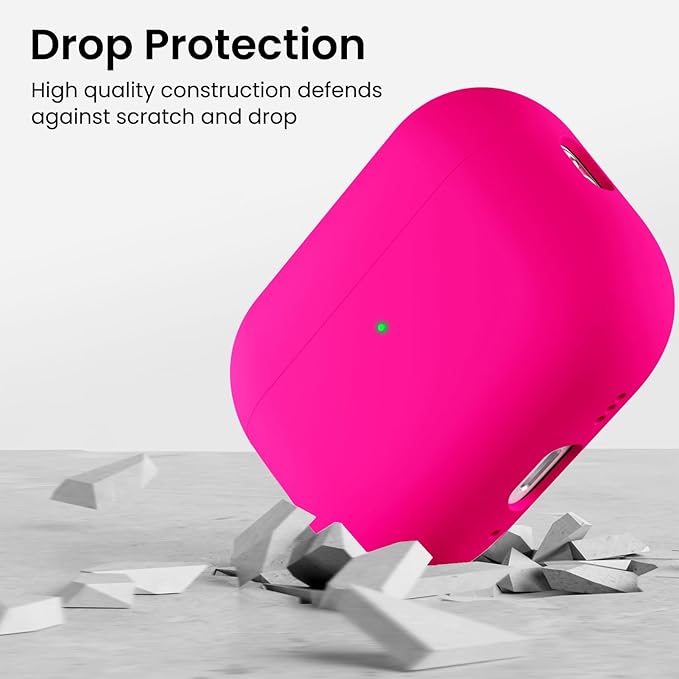 ORNARTO Compatible with AirPods Pro 3 Case 2025, Full Protective Hybrid Silicone for AirPods Pro 3rd Generation Case, Front LED Visible Skin Cover-Hot Pink
