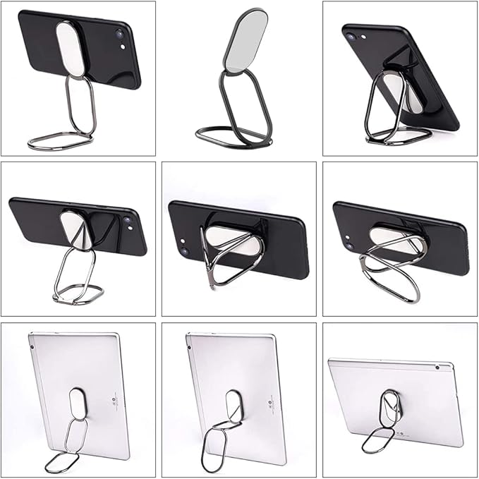 Phone Ring Holder Finger Kickstand, Foldable 360° Rotation Cellphone Grip for Desk, Office Desktop, Cell Phone Stand Compatible with iPhone iPad Smartphones Tablets (with Magnetic Car Mount)