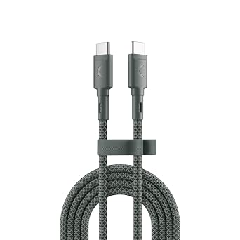 Clemm USB C to USB C Cable 60W 7.2ft, Fast Charging Nylon Braided Type C Charger Cord, USB 3.2 Long Lifespan, Compatible with iPhone 17/16/15, Samsung Galaxy S25/S24, iPad Pro, MacBook Pro, Gray