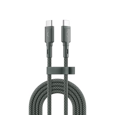 Clemm USB C to USB C Cable 60W 7.2ft, Fast Charging Nylon Braided Type C Charger Cord, USB 3.2 Long Lifespan, Compatible with iPhone 17/16/15, Samsung Galaxy S25/S24, iPad Pro, MacBook Pro, Gray