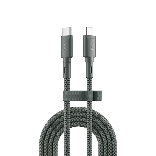 Clemm USB C to USB C Cable 60W 7.2ft, Fast Charging Nylon Braided Type C Charger Cord, USB 3.2 Long Lifespan, Compatible with iPhone 17/16/15, Samsung Galaxy S25/S24, iPad Pro, MacBook Pro, Gray