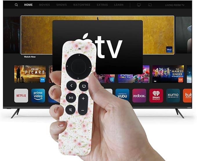 LEFXMOPHY Case for Apple TV Cover Siri Remote 2023 2021 2022 2024, 4K HD Controller 2nd 3rd Gen, Flower Silicone Sleeve with Lanyard