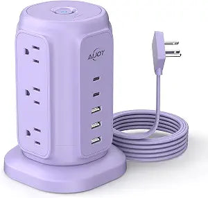AiJoy Power Strip Tower with 9 AC Outlets and 5 USB Ports Charging Station