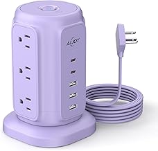 AiJoy Power Strip Tower with 9 AC Outlets and 5 USB Ports Charging Station - Image 1