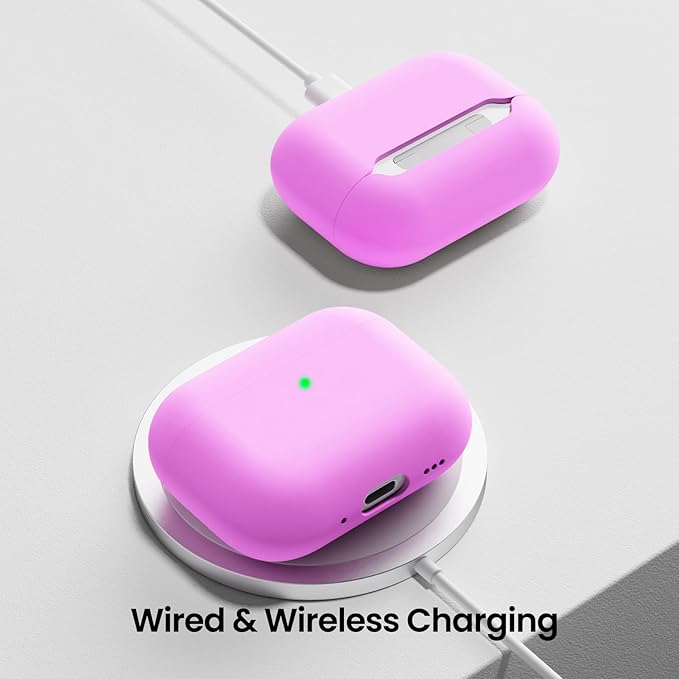 ORNARTO Compatible with AirPods Pro 3 Case 2025, Full Protective Hybrid Silicone for AirPods Pro 3rd Generation Case, Front LED Visible Skin Cover-Cherry Blossom