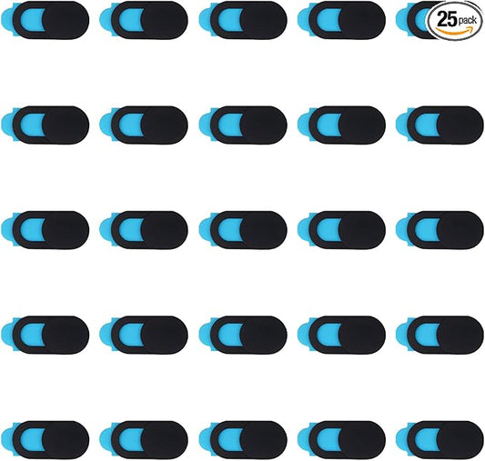 Webcam Cover Slide (25-Pack) – Ultra-Thin Privacy Camera Blocker for MacBook, iPhone, iPad, Laptop, PC & Smartphones – Black