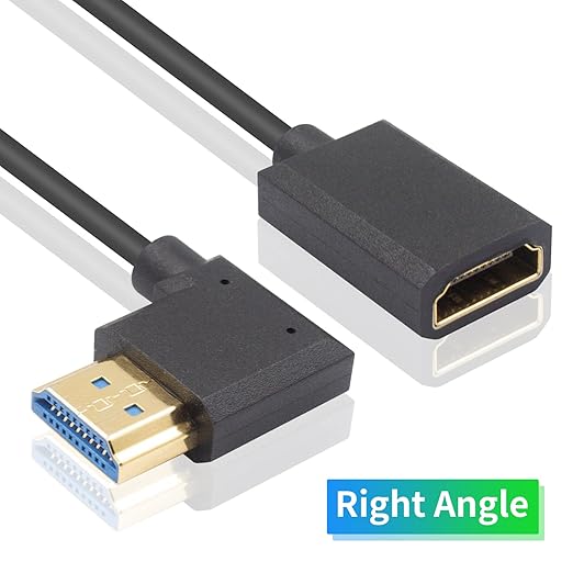 Duttek 8K Right Angle HDMI Extender Cable 1Ft, 48Gbps HDMI Male to Female Cable, HDMI Extension Cable Support 8K@60Hz 4K@120 7680P for TV, Laptop, Projector, Monitor, Xbox