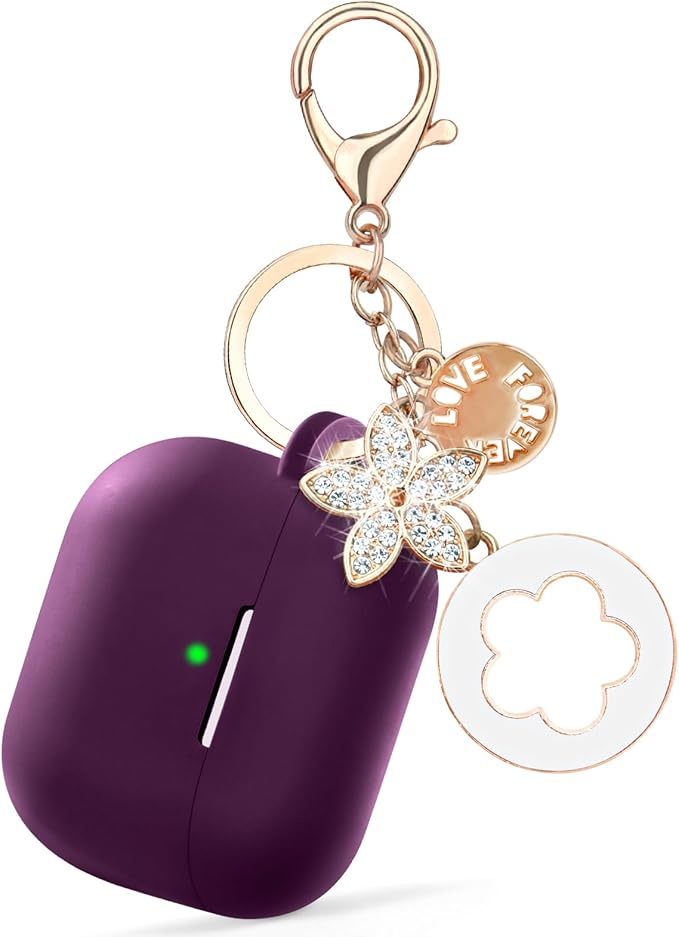 Case Compatible with Apple Airpods 4 - VISOOM Airpods 4 Cases 2024 Cover Women Anti-Drop Silicone iPods 4 Earbuds Wireless Accessorie Charging Cases Girl Bling Keychain for Airpod iPods 4th Gen