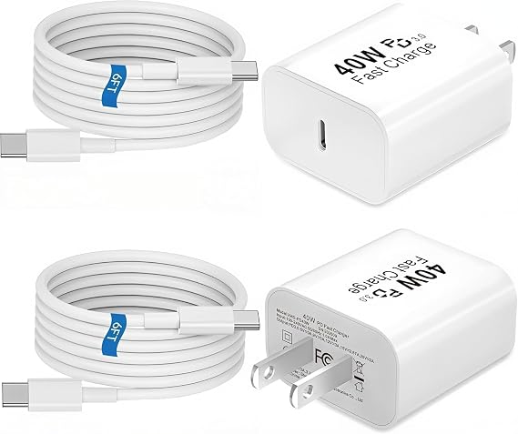 Type C Charger Fast Charging 40W for iPhone 17 16 15 Air Pro Max, USB C Charger Block with 6FT Cable for iPhone 17/17 Plus/17 Pro Max/16 Plus/16 Pro Max/15 Max/iPad Pro, USBC Charger Wall Plug