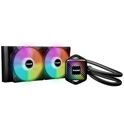 be quiet! Pure Loop 3 LX 240 mm, All-in-One Water Cooling, 2 Light Wings LX 120 mm PWM High-Speed Fans, ARGB Cooling Block Featuring 10 Included Lighting foils, Very high Cooling Performance