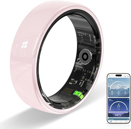 Ceramic Smart Ring for Women,Fitness Tracker with Sleep Monitor