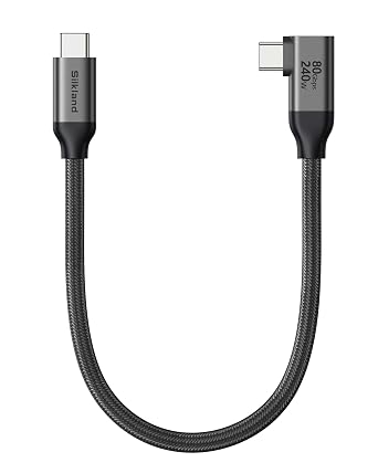 Silkland 80Gbps Right Angle USB 4 Cable for Thunderbolt 5 Cable 240W 1FT