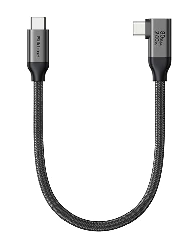 Silkland 80Gbps Right Angle USB 4 Cable for Thunderbolt 5 Cable 240W 1FT