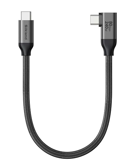 Silkland 80Gbps Right Angle USB 4 Cable for Thunderbolt 5 Cable 240W 1FT