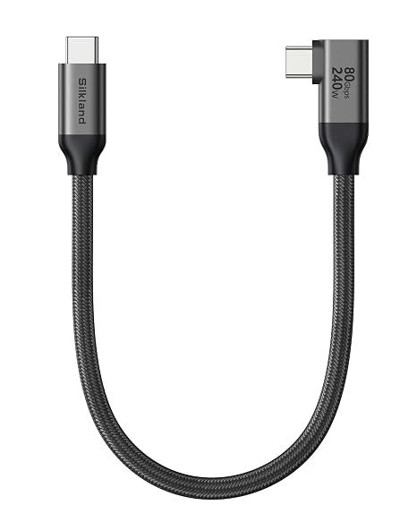 Silkland 80Gbps Right Angle USB 4 Cable for Thunderbolt 5 Cable 240W 1FT
