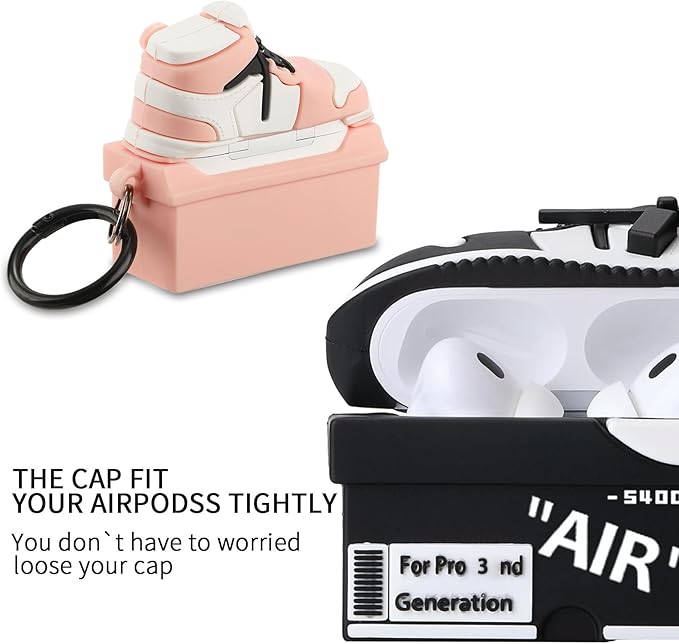 [2Pac] Compatible Airpods Pro 3 Case (2025),3D Cute Cartoon Shoe Box Soft Silicone Protective Cases for Apple AirPods Pro 3rd Generation Case,Airpod Pro 3 Cover with Keychain for Women Men,Black+Pink