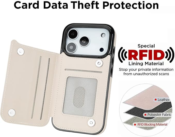 uCOLOR for iPhone 17 Pro Wallet Case with Card Holder PU Leather RFID Blocking Design iPhone 17 Pro flip case for Women Men Magnetic Clasp Kickstand Design 6.3 inch (Desert Flowers)