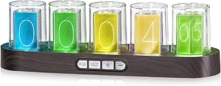 Cadmos Nixie Tube Clock.Glow Tubes Analog Clock.Creative Retro Digital Variable Color.Exquisite Desktop Decoration- Gift Idea-No Assembly Required (Imitation Wood Grain) - Image 1