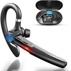 Bluetooth 5.3 Headset, 60Hrs Single Ear Earpiece with Mic