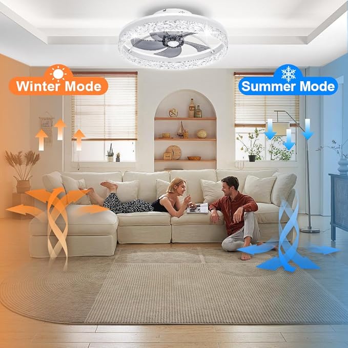 Ceiling Fan,Low Profile Ceiling Fan with Light,Flush Mount Ceiling Fan with Bluetooth Speaker, Smart Ceiling Fan,Bedroom Ceiling Fan-APP/Remote Control